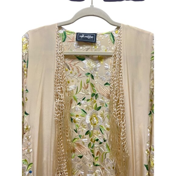 Maya Matazaro Boutique Pale Yellow Silk Floral Opera Coat Kimono - Picture 7 of 9